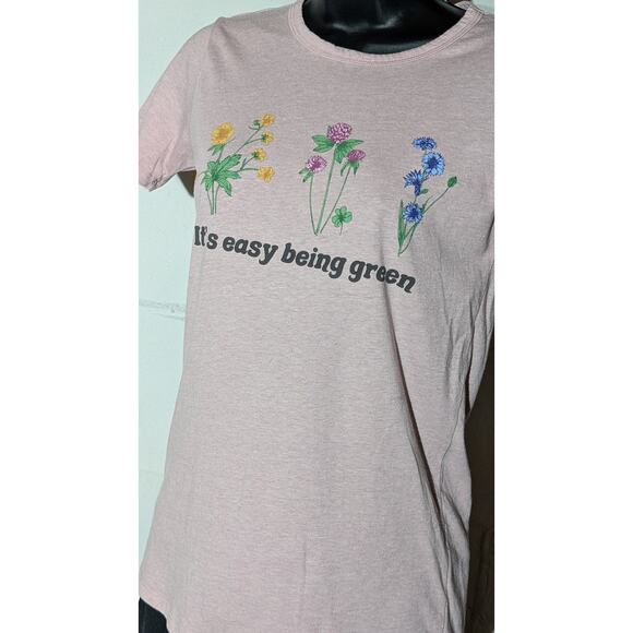 It's Easy Being Green T-Shirt Floral Graphic Tee Top Small - Picture 2 of 4
